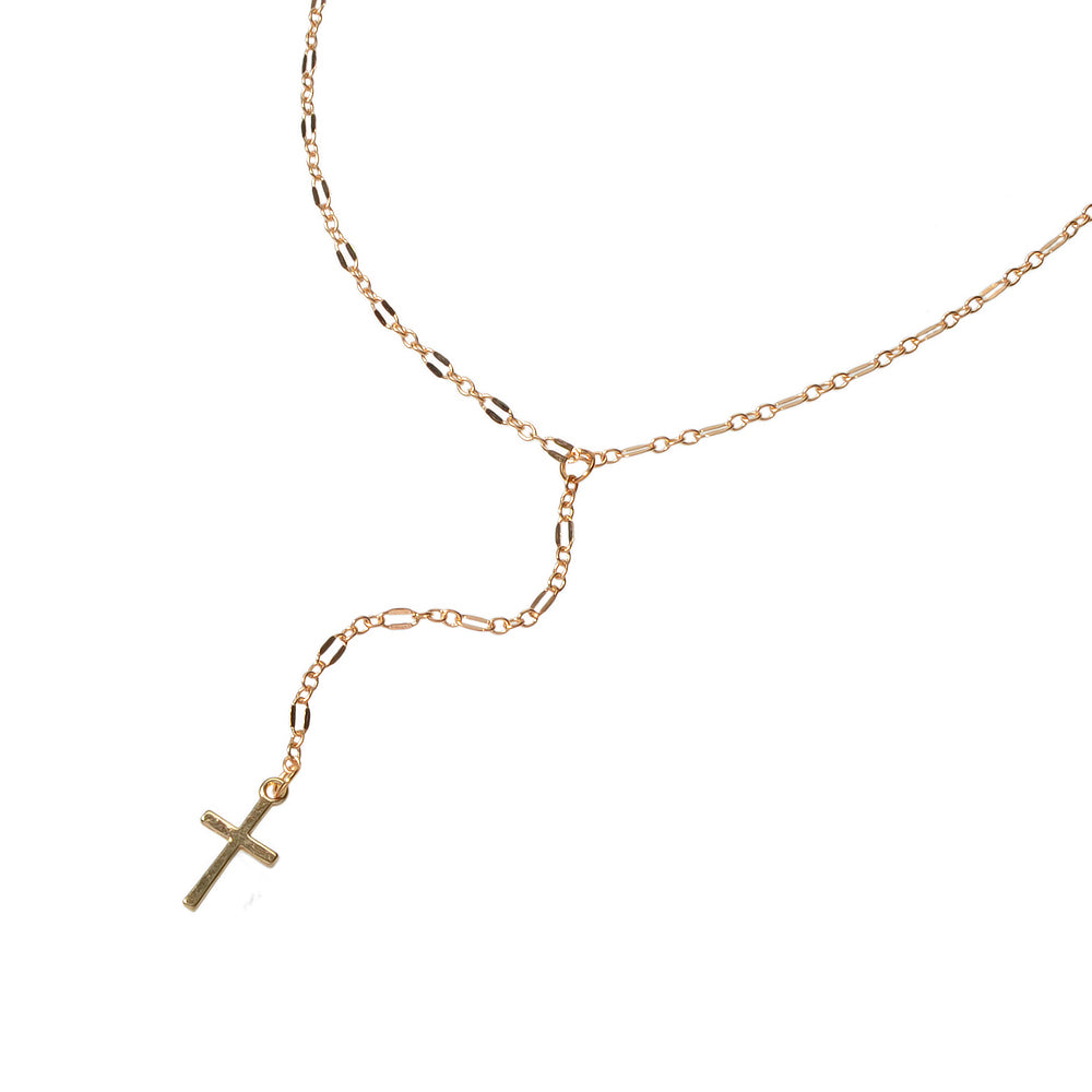 Punk Jewellery Gold Chain Y-lariat Cross Pendant Fringe Necklace Wholesale Price