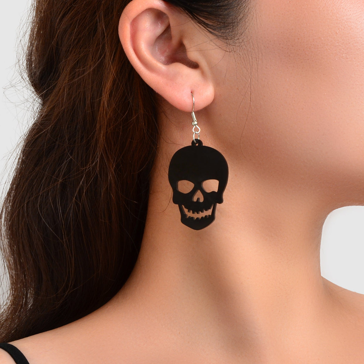 Halloween Jewelry Personality Street Style Black Skull Pendant Earrings for party