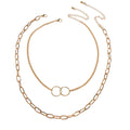 Punk Style 2 pcs Gold Chain Circle Pendant Necklace Wholesale Price Accessories