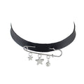 Grunge Rock Black Pu Leather Star Charm Pin Tattoo Choker Hippie Necklace Collar