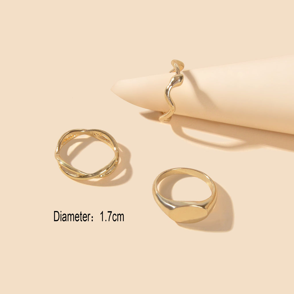 3 pcs Punk Jewelry Minimalist Gold Silver Stackable Multiple Midi Snake Ring Set