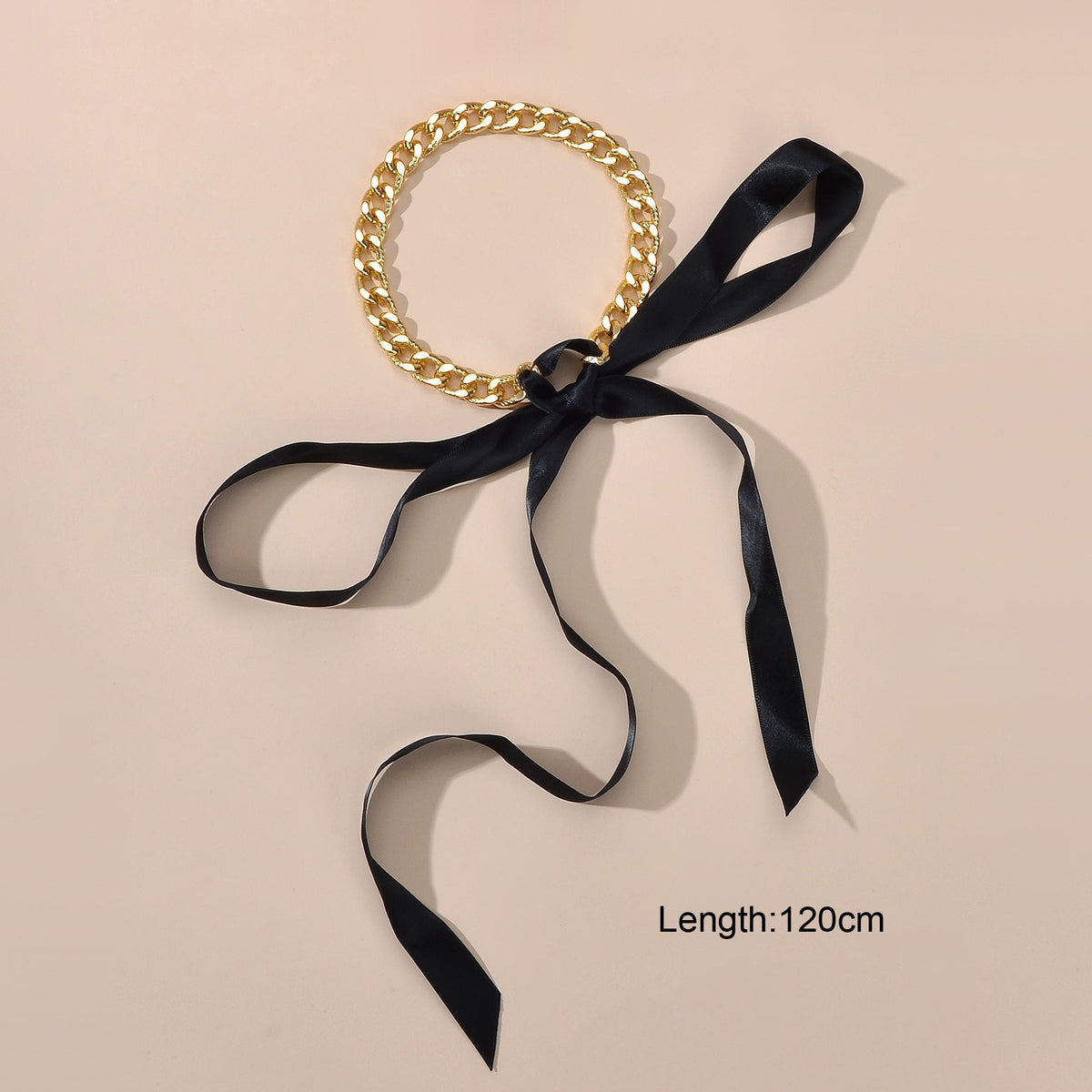 Punk Retro Chain Black White Long Ribbon Bowknot Collar Choker Women Necklace