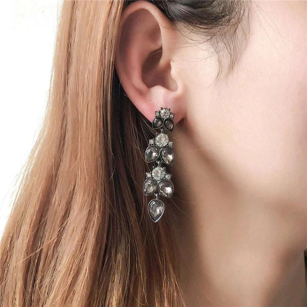 Textured Luxurious Shining Crystal Zircon Flower Water Drop Party Earrings Gift