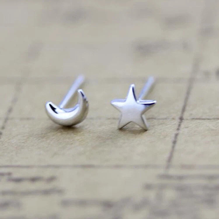 Starry Night Delight Moon and Stars Stud Earrings - Sparkle Under the Moonlight