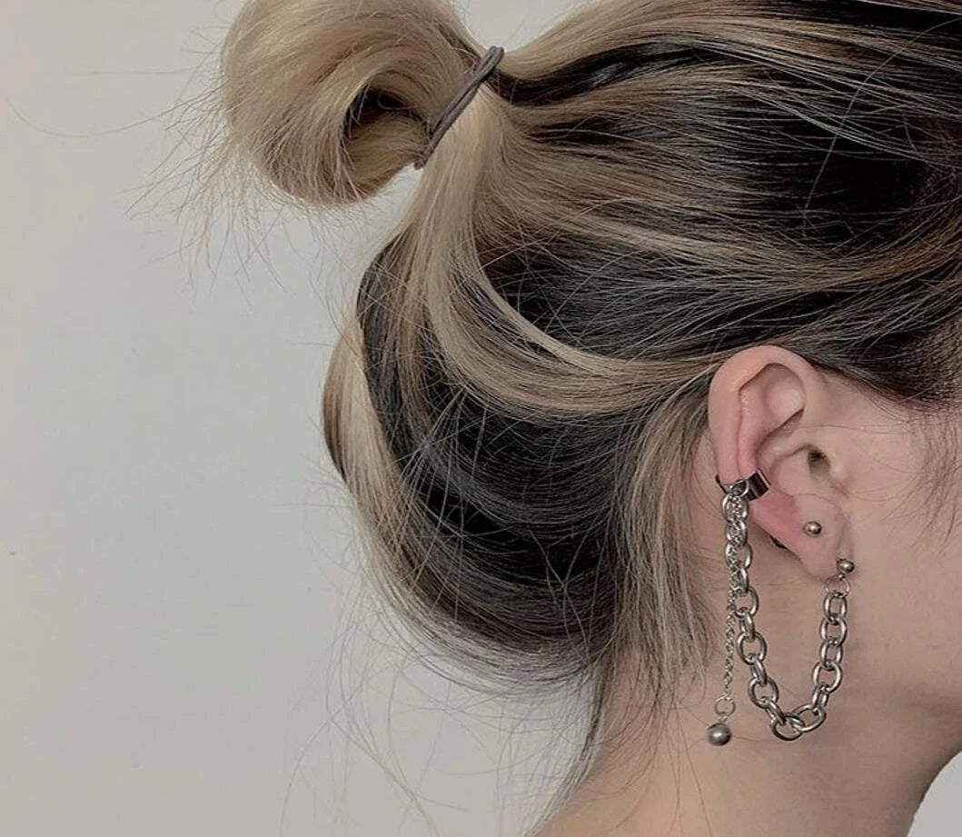 1 pc Punk Women Jewellery Silver Chain Stud Earrings Ear Cuff Wholesale Price